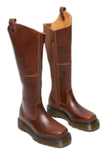 Dr. Martens Dam Amaayah Hi läder Bex ridstövlar knähöga, Butterscotch, 10