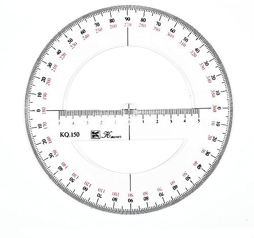 Rapporteur rond complet en plastique à 360 degrés, outils de mesure mathématiques organiques, demi-cercle, rapporteur de dessin et règle, 15 cm