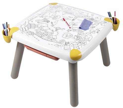 Smoby Mesa Creativa con Accesorios. Juego Educativo artístico de Dibujo borrable. A Partir de 3 años (7600420400)
