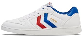hummel Baskets de Handball parfaites Unisexes, Blanches, Bleu Marine, Rouge, 45 EU, White Navy Red, 45 EU