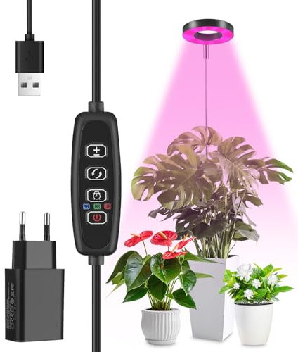 Lampe Plante interieur, 48 LED Lampe de Croissance à Spectre Complet, 3 Modes Lumière avec Minuterie Automatique 3/9/12H, 10 Luminosité, Parfaite pour la Culture des Plantes d'Intérieur
