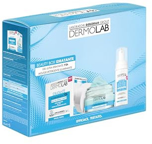 Dermolab - Beauty Box, Kit Skincare Viso Completo, con Gel Ultra-Idratante 72 Ore 50 ml con Acido Ialuronico, Azione Rimpolpante, e Mousse Detergente Illuminante 45 ml, Dermatologicamente Testato