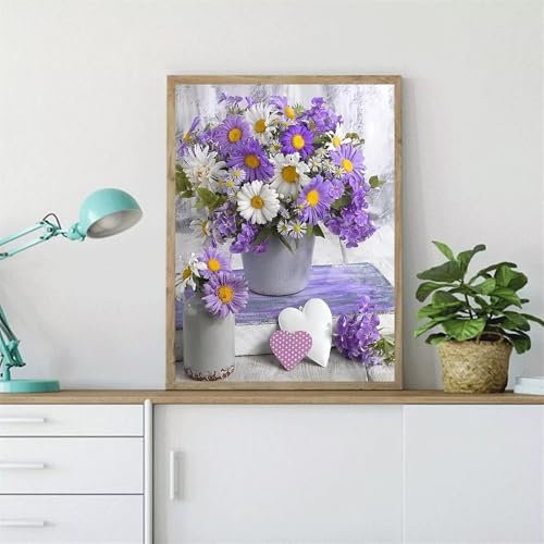 ditlvy DIY 5D Purple Potted Plant Diamond Art Painting Kits Full Drill Diamond Arts Square Drill for Children Adults Home Wall Decoration 31x39inch