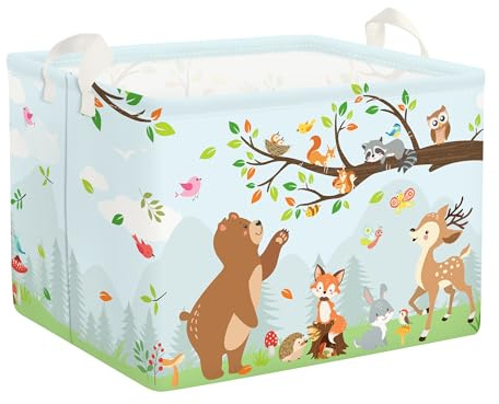 HUUMONSS Grande Cesta Porta Biancheria Animale Della Foresta Pieghevole Cestini Portaoggetti Giocattoli/Vestiti per Genitore Cesta Indumenti Sporchi per Bagno, Riccio, 36L
