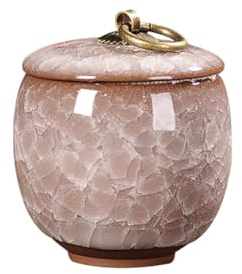 FSSTUD Ceramic Tea Storage Jar Can Vintage Porcelain Tea Canister Tin Chinese Style Coffee Bean Jar Pet Funeral Memorial Urn Small Decorative Urn Container for Home Kitchen Pink