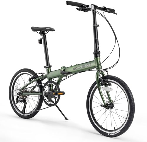 ROCKBROS MBS·20E Bicicleta Plegable de 20 Pulgadas, Aleación de Aluminio y 8 Velocidades, 11kg Portátil Ligero para Adultos y Adolescentes, Verde