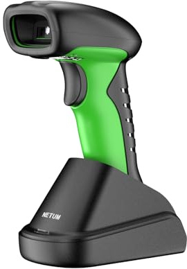 NETUM Industriell Streckkodsläsare 1D 2D Bluetooth med Laddningsdocka Trådlös Scanner 2600mAh Batteri Dammtålig Handsfree Kompatibel med PC och Smartphone (2D-RD1950)