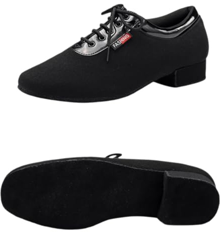 Leichtrit Scarpe da Ballo Uomo Salsa, Standard, Tango, Latino Americano, Nero, Stringate, Tacco Basso, per Salsa
