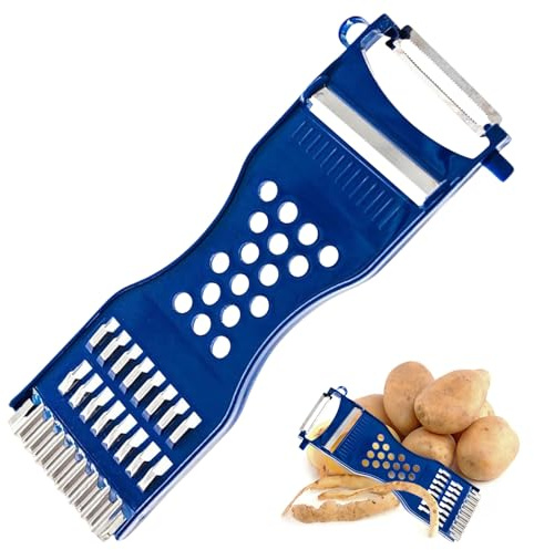 HAYGEM Multifonction 3 en 1 Découper les Multifonction, Modèle Bleu Râpe à Pommes de Terre, Râpe et Coupe Concombre avec Poignée, Outil Pour Éplucher Et Râper Les Fruits