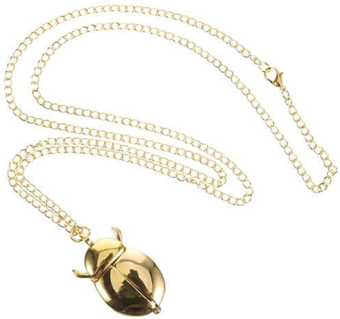 LRXIYODE Orologio da Taschino Ciondolo Vintage a Forma di Coleottero in Lega Color Oro, Collana Gioiello Chic e Leggera per Donna, per Party e Festival