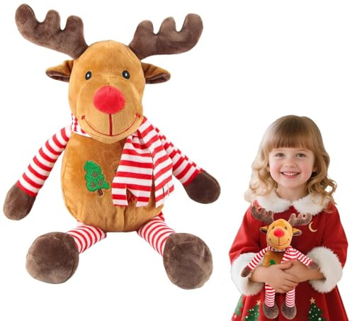 SingingWang Peluche Navidad Muñeco, Peluche Reno Elfo Nieve Navideño, Figuras Navideños, Muñecos de Navidad, Decoración (Ciervo)