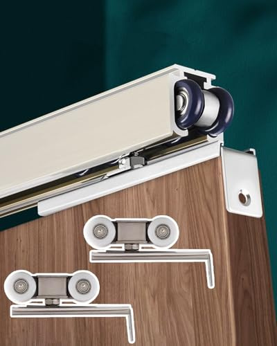 Rail Porte Coulissante Kit de Quincaillerie pour Porte Coulissante pour Petits Placards, Remplacement de Rail Simple pour Portes Coulissante Encastrée, Accessoires(93cm/36.6inch/3ft)