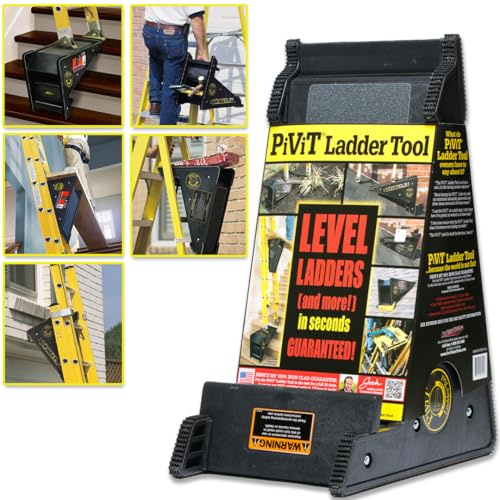 USA Made Original PiViT® LadderTool: Multi-Use Ladder Leveler Stabilizer, Wedge, Pitch Hopper, ProVisionTools, Inc.™ Recognized Safety Record Spanning 27 Years.