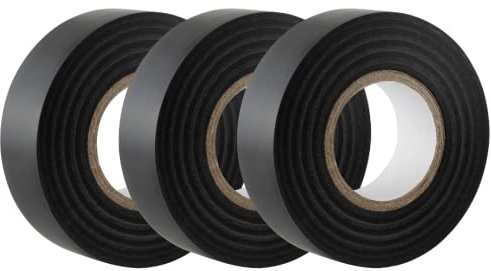 GTSE Black Electrical Tape, 19mm x 20m, Strong Self-Adhesive PVC Insulation Tape for Insulating, Repairing and Protecting Electrical Wires, 3 Rolls