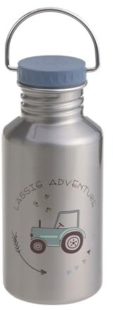 LÄSSIG biberón botella de acero inoxidable sin BPA 500ml niños guardería jardín de infancia a prueba de fugas con tapa deportiva para beber/Bottle Stainless Steel Adventure Tractor