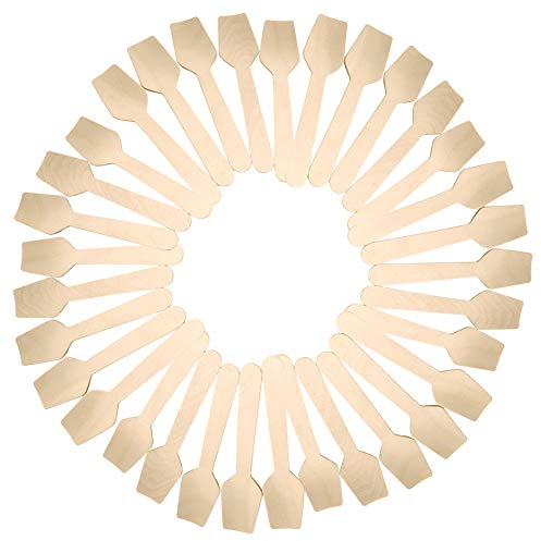 Cucharas de madera desechables,mini juego de cubiertos de madera natural a granel de 200 piezas,cucharas de postre de helado de 3.9 x 0.94 pulgadas para verano,cucharaditas para platos de papel