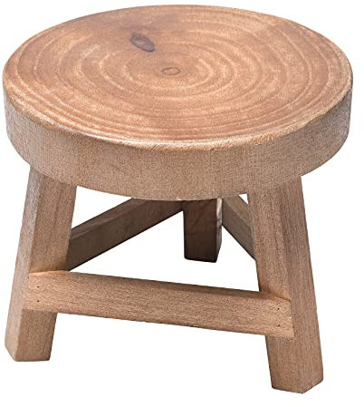 Mokyler Taburete de flores de madera, soporte para maceta de plantas, mini estante redondo para macetas para decoración de jardín y balcón (6.7 x 5.9 pulgadas)
