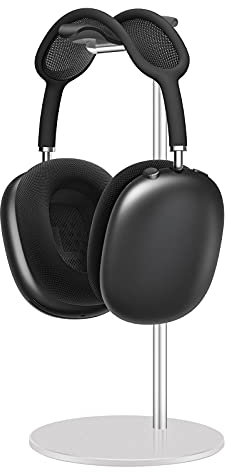 SHUOSUO Soporte para auriculares de aluminio, soporte para auriculares con base sólida para escritorio, compatible con AirPods Max, Beats, Bose, B&O, Sony, Sennheiser, etc. (Plata)