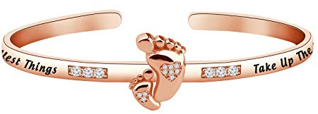 Baby Footprints - Braccialetto rigido per gravidanza, mamma per essere regalo a volte le cose più piccole prendono la maggior parte della stanza nel tuo cuore, regalo per nuova mamma, 19