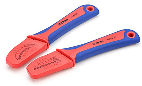 iCrimp Utility Knife for Cable Skinning, Wire Insulation Dismantling Knife, 2-Pack Insulated Electricians Cable Stripping Knives, Fixed Blade