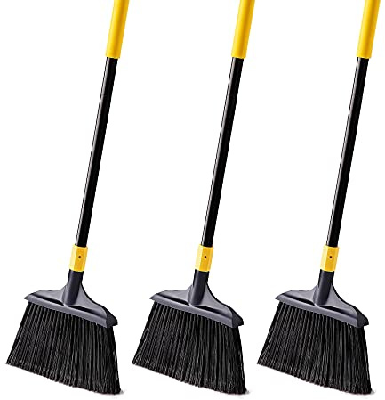 Yocada Commercial Broom Outdoor Indoor Commercial 3 PCS for Courtyard Garage Lobby Mall Market Floor Home Kitchen Room Office Pet Hair Rubbish 54Inch