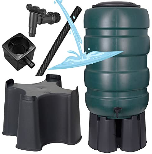LARGE 230L Garden Water Butt Set Including Tap With Stand and Kit Tall Water Collector 95x59x59cm