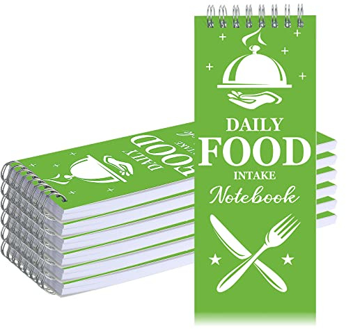 Geyee 6 Pcs Calorie Counter Book 3.2 x 7.9 Inch Daily Food Journal Notebook 70 Sheets/ 140 Pages Food Log Journal Food Tracker for Intake for Exercise Weight Training Workout Planner