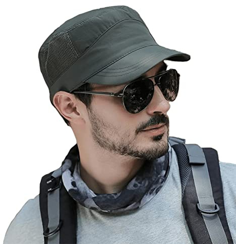 Pyrafox L'esercito ricopre il lato militare impermeabile della maglia dei cappelli di Sun delle donne 56-63CM XXL degli uomini 56, Verde militare, XXL