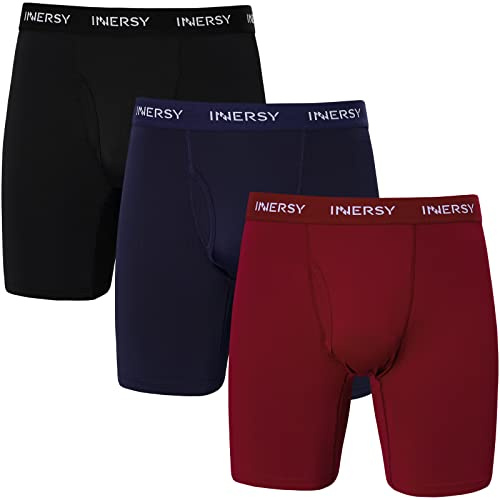 INNERSY Boxer Long Homme en Maille Léger Calecon Anti Frottement Lot de 3 | Calecons Hommes Ouverte, Sous-vêtement Polyamide Élastique, Calson Séchage Rapide Doux, Sans Étiquette, Sport et Quotidien