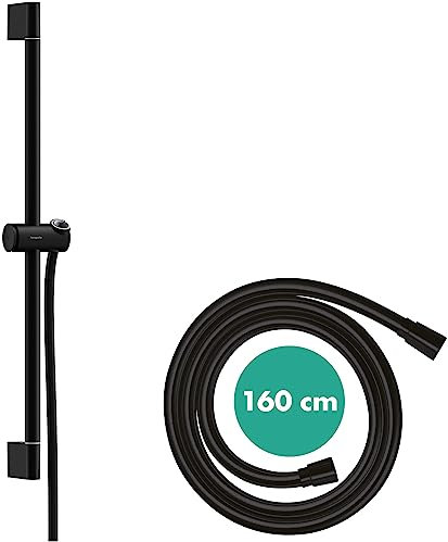 hansgrohe 24400670 Unica Pulsify S 65 cm mit Push Handbrausehalter und Isiflex Brauseschlauch 160 cm Mattschwarz Brausestange