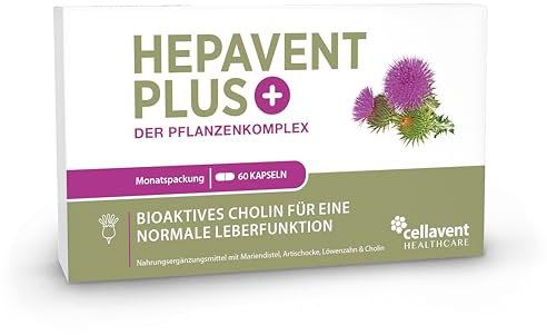 Hepavent PLUS – Cholin Kapseln – Mariendistel Artischocke Löwenzahn – hoch bioverfügbar – mit Cholin zur Erhaltung der Leberfunktion