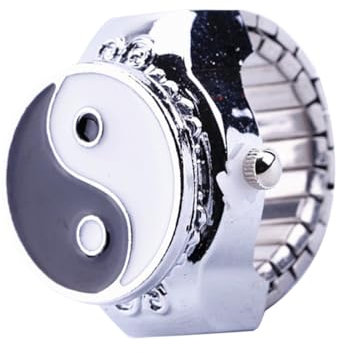 SOIMISS Ringuhr Yin und Yang Scheibe Fingeruhr Edelstahl Tai Chi Symbol Hochzeit Männliche Ringe Fingerring Uhr für Frauen Männer