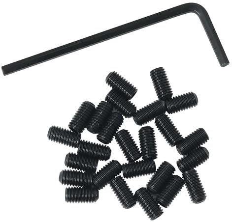 DGBRSM 25PCS 10-32 x 3/8'' Black Socket Set Screws Stainless Steel Allen Head Hex Hexagon Socket Set Screws Cup Point with Hex Key Wrench