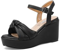 QUEEN HELENA Zeppe Sandali con Zeppa Donna ZM9695 (Nero, Sistema Taglie Calzature EU, Adulto, Donna, Numero, Media, 38)