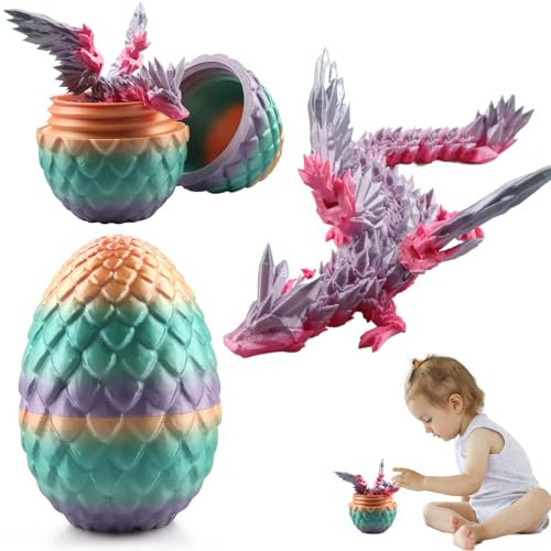 3D Gedrucktes Drachenei mit realistischem Drachen, Geheimnisvolles Spielzeug, Kristall-Drache im Ei, Drachenfiguren, Gelenkige Drachen (bonbon)