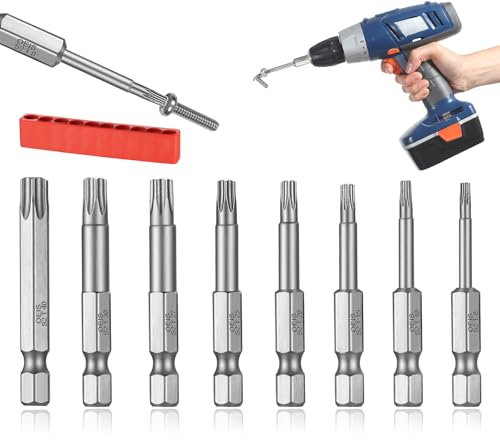 8 Stk Torx-Bit-Set, T8 T10 T15 T20 T25 T27 T30 T40, Schrauber-Set, Torx-Schraubendreher mit magnetischen Spitzen, 50mm Länge, 1/4 Sechskantschaft Stern-Bit-Set