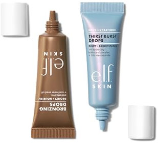 e.l.f. The Hottest Drops Duo, Holy Hydration! Thirst Burst Drops & Bronzing Drops, Siero Illuminante e Bronzer, Con Acido Ialuronico e 5% di Niacinamide, Vegano & Cruelty-Free