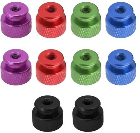 The Lord of the Tools Rändelmutter M4 x 0,7 mm, Aluminiumlegierung mit Kragen, hoher Kopf, Sackloch, gerändelte Daumenmuttern, 10 x 10 x 12,05 mm, für Computergehäuse, 10 Stück