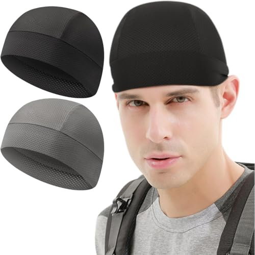 2 Pcs Gorros Ciclismo Bajo Casco, Bandana Hombre, Skullcap Sotocasco Bici Verano, Casco Gorro de Ciclismo Secado Rápido, para Deportes al Aire Libre, Correr, Motociclet