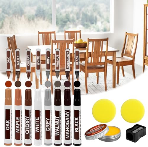 Kit Reparation Parquet,Kit de Réparation de Bois,Kit Réparation de Meubles,Kit de Réparation de Stratifié,pour Mastic Bois Retoucher Taches Frottement Décoloration Fissures Trous Rayures