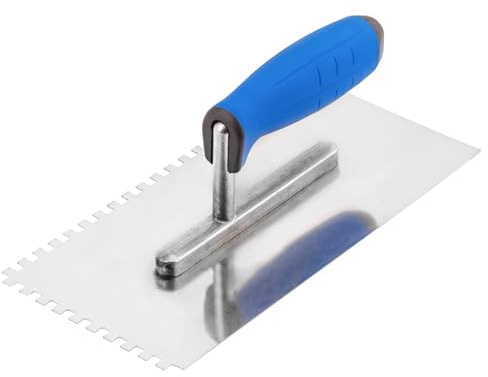 Paleta de azulejos de acero inoxidable con muescas de 270 mm – 6 x 6 mm, esparcidor adhesivo de muesca cuadrada con mango suave para proyectos de azulejos de pared y suelo, herramienta duradera y