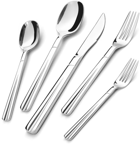 Set de Couverts 30 Pièces Service pour 6, Set de Couverts en Acier Inoxydable Premium, Ensemble de Vaisselle de Table de Cuisine Durable pour la Maison, Inclut Couteau à Steak, Fourchette et Cuillère