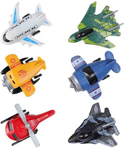 SrgPui Toy Aeroplane, 6 Pcs Airplane Toys For Toddlers, Educational Role-Play Aircraft Models, Ideal For Birthday Party Favors And Preschool Kids, Assorted Colors For Imaginative Play