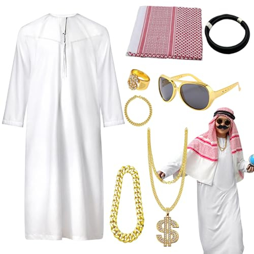 Yhsioaklo Arabisk kostym för män | för utklädning och cosplay, kostym för män från Mellanöstern, för halloween cosplay rollspel jul scenshow temafest