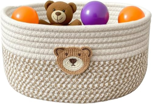 Cesta de Almacenamiento - Cesto De Cuerda De Algodón Para Juguetes De Perro,Caja Decorativa y Organizadora de Algodón Para Regalos de Bebé Cumpleaños Eventos