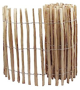Clôture à lattes de jardin de 100 cm de haut – Entourage de terrains, saules, étangs – Stabilisation de plantes – Clôture en noisetier naturel avec fil d'acier – Longueur 500 cm, 3-4 cm