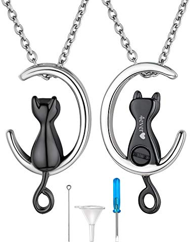 FindChic Collier Urne Funéraire Cendre Crémation Femme Homme Colliers Pendentif Prénom Personnalisé Acier Inoxydable Arbre de Vie/Colonne/Chat/Coeur Collier Souvenir Bijoux pour Chats