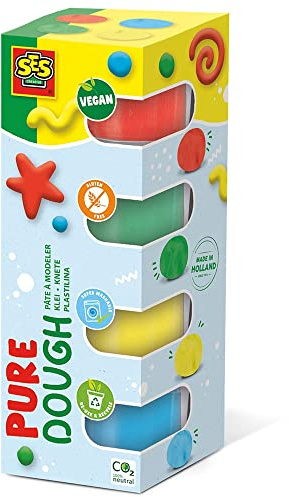 SES Creative 00511 Pâte à modeler Feel good - Pure Vegan et sans gluten Pâte à modeler pure (4x90gr), Vert