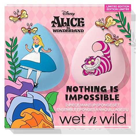 Wet n Wild Alice im Wunderland 'Nichts ist unmöglich', 2-teiliges Make-up-Schwamm-Set für nahtlose Abdeckung und einfache Anwendung, hydrophiles Material zur Reduzierung der Make-up-Aufnahme