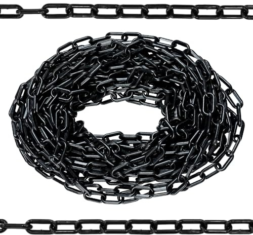 82 fot | 25 meter | 8 mm | kedjelänk i plast | svart plastbarriärkedja | hållbar säkerhetskedja för folkmasskontroll, byggarbetsplatser, farliga områden etc